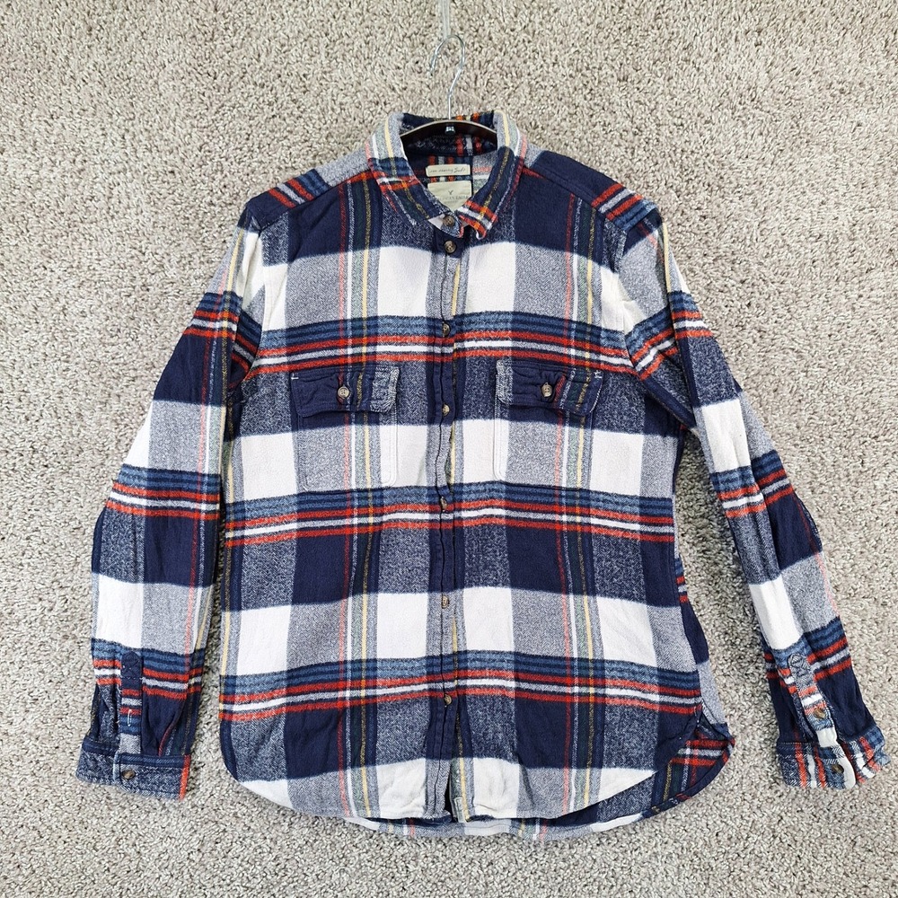 American Eagle Flannel Shirt Womens XL Blue Ahh-Mazingly Soft Plaid Casual